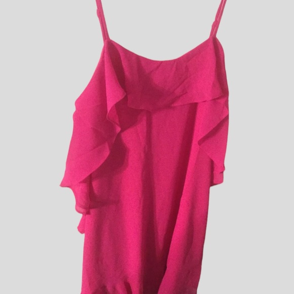 FUCHSIA RUFFLED DETAILED FLOWY TUNIC DRESS - Picture 5 of 9